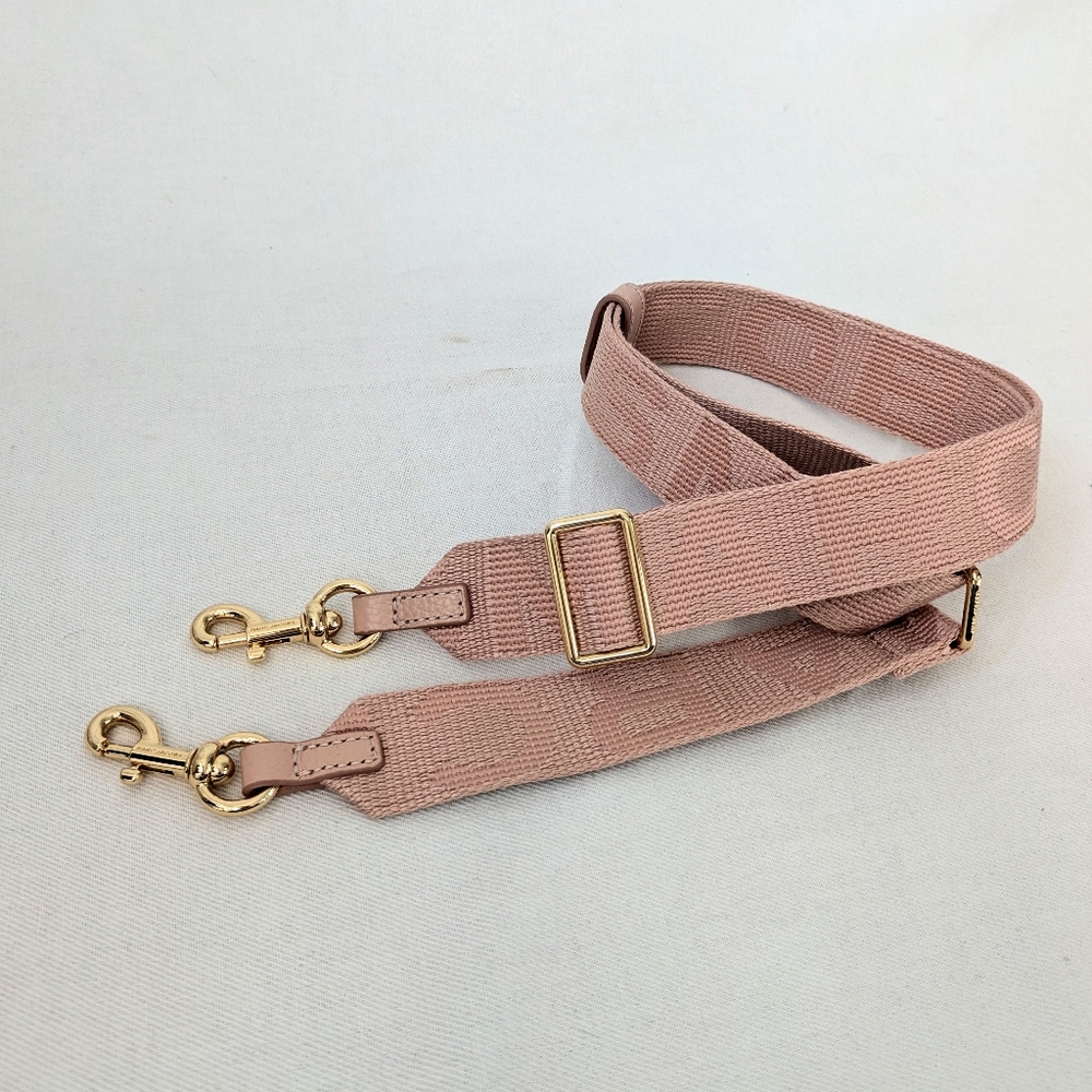 Marc Jacobs Smoky Peach Adjustable Webbing Thin Logo Strap With Golden Hardware - Picture 2 of 7